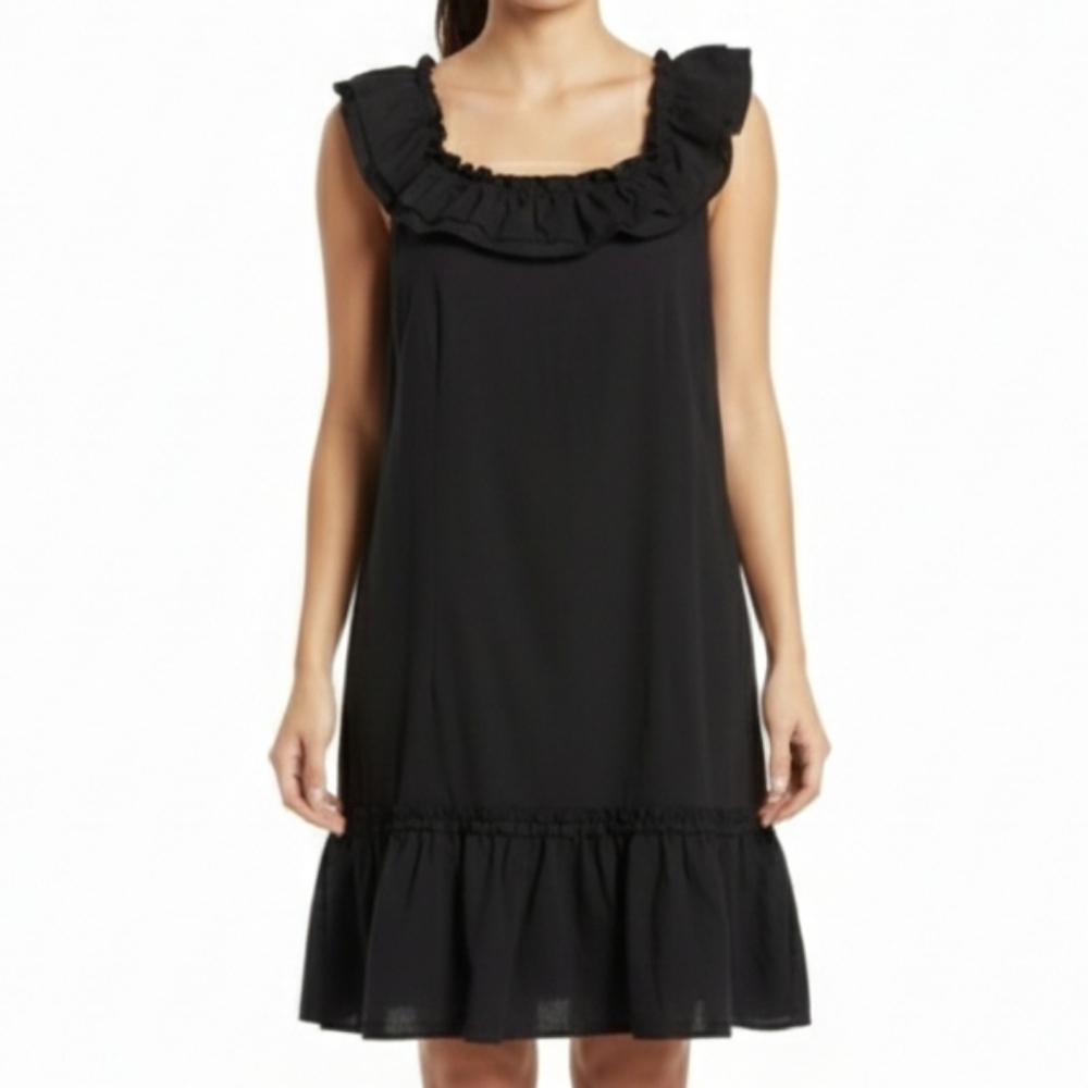 Tintoretto Black Ruffle Tiered Dress Sz Small